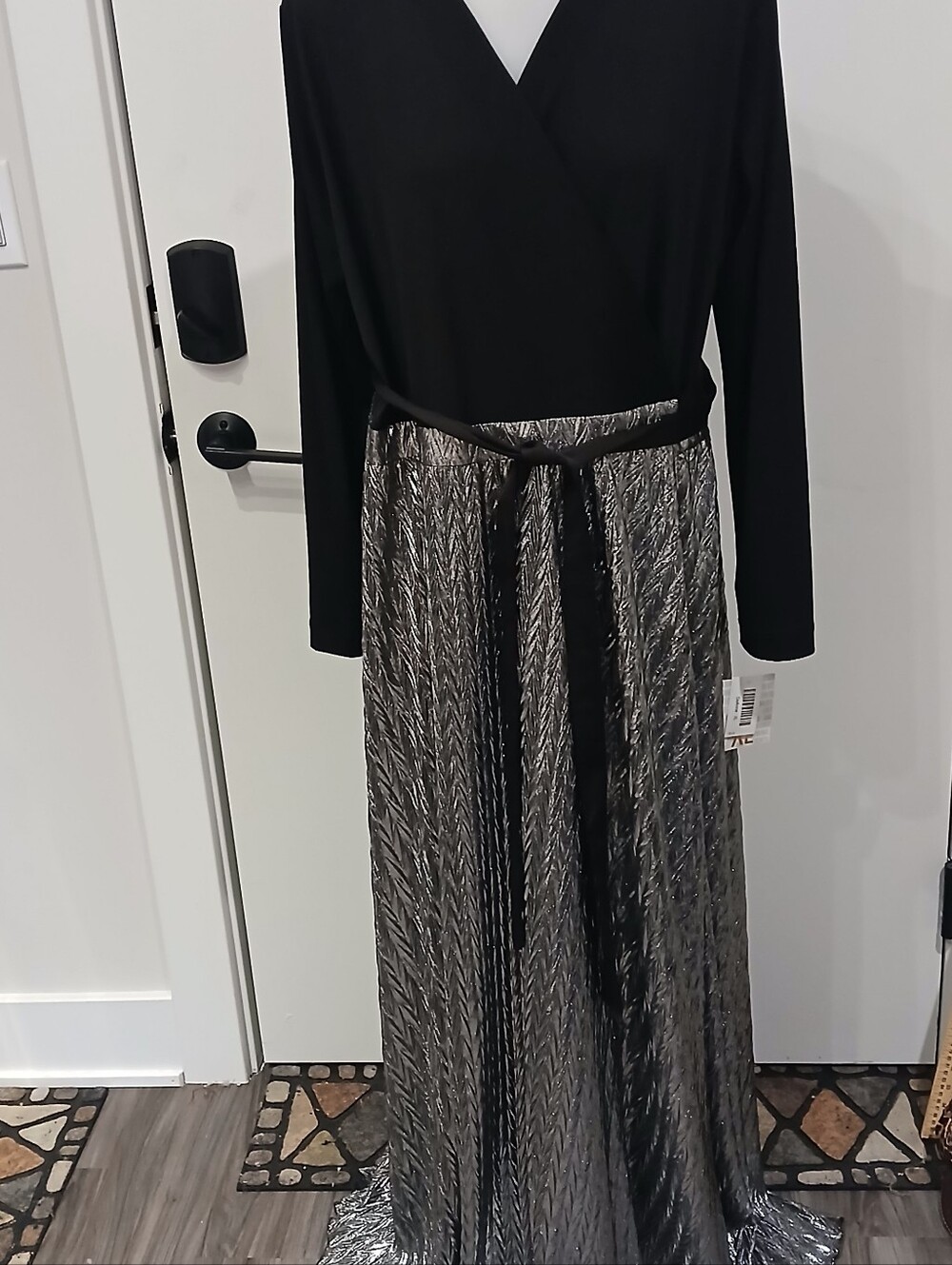 LulaRoe Black and Silver Wrap-Style Maxi Dress